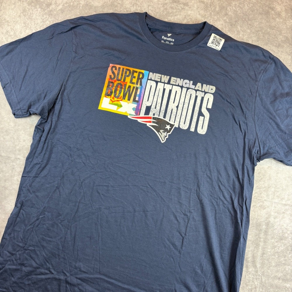 Fanatics T-Shirt Mens 2XL Navy Blue Super Bowl LX New England Patriots NWOT